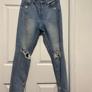 AE Distressed Skinny Jeans in Blue